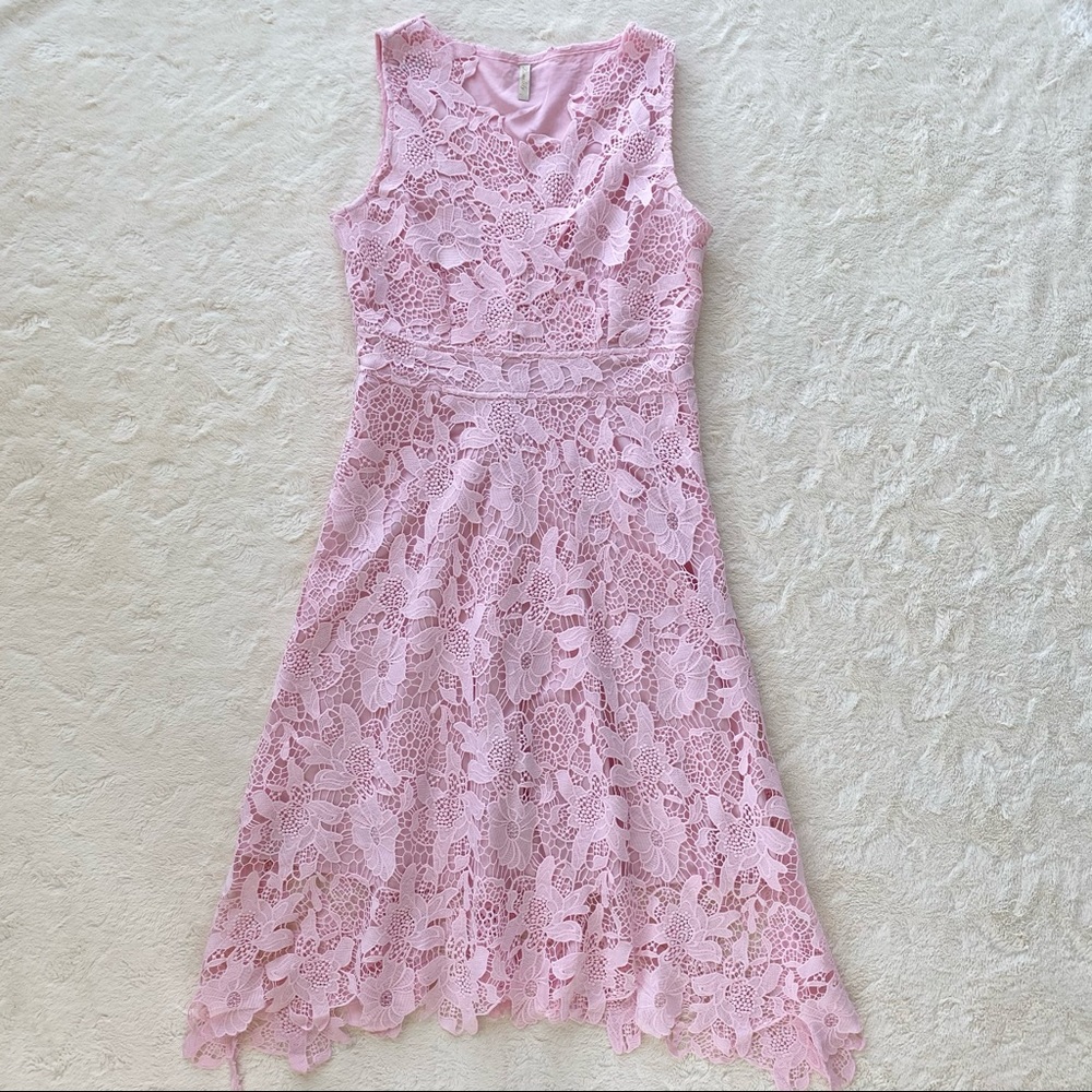 Kimlily pink floral lace asymmetrical hem dress - Picture 6 of 16